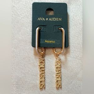 Earrings. AVA & AIDEN. Pierced. Gold and white w/Rhinestones. NWT.